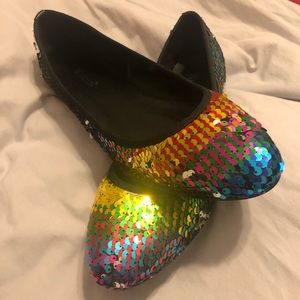 Sequin rainbow flats
